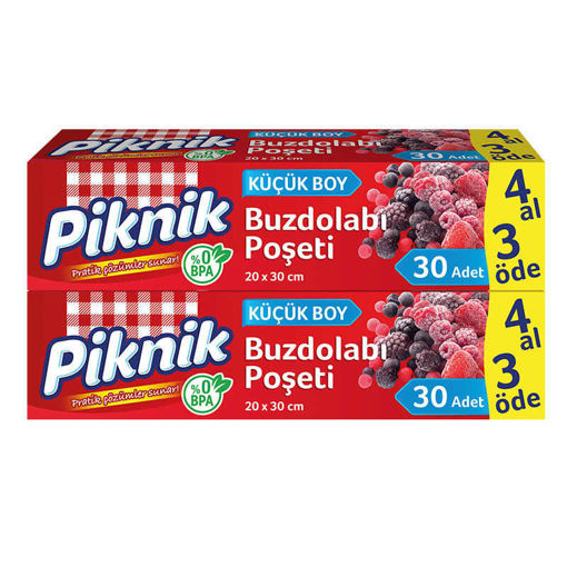 Piknik Küçük Buzdolabı Poşeti 30'lu 4 Al 3 Öde nin resmi