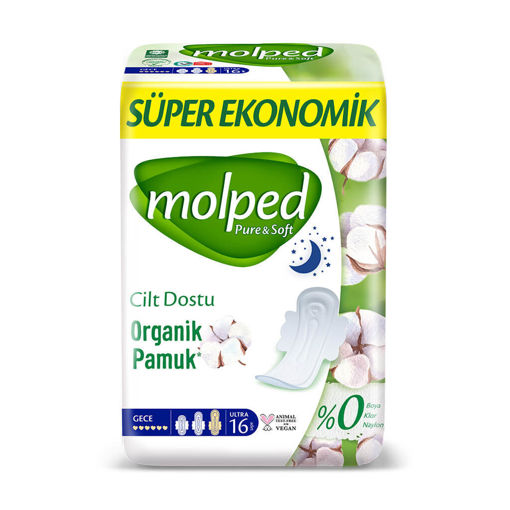 Molped Pure & Soft Gece Hijyenik Ped 16'lı nin resmi