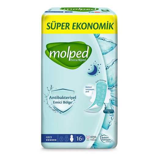 Molped Extra Hijyen Süper Ekonomik Gece Ped 16'lı nin resmi