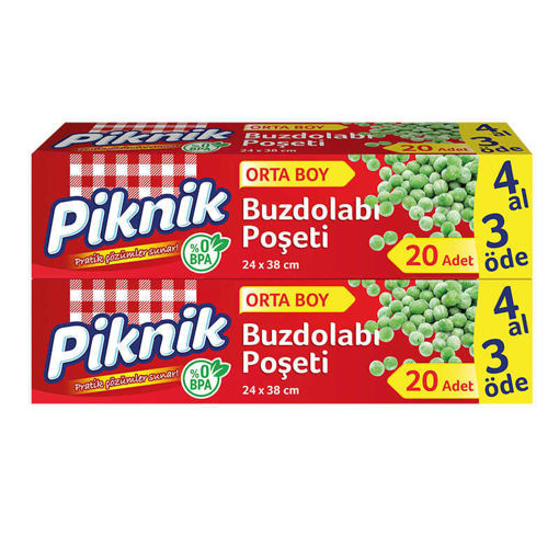 Piknik Orta Boy Buzdolabı Poşeti 20'li 4 al 3 Öde nin resmi