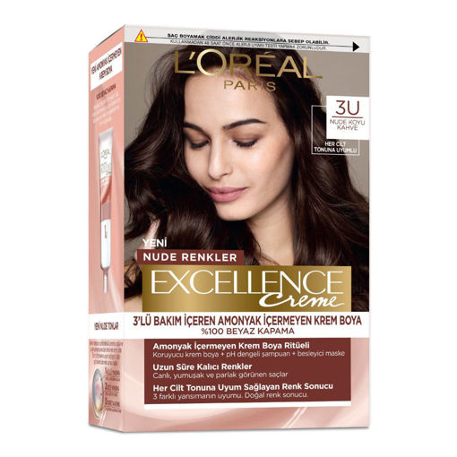 L'Oreal Paris Excellence Creme Nude Renkler Saç Boyası 3 Nude Koyu Kahve nin resmi