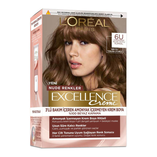 L'Oréal Paris Excellence Creme Nude Renkler Saç Boyası  6 Nude Koyu Kumral nin resmi