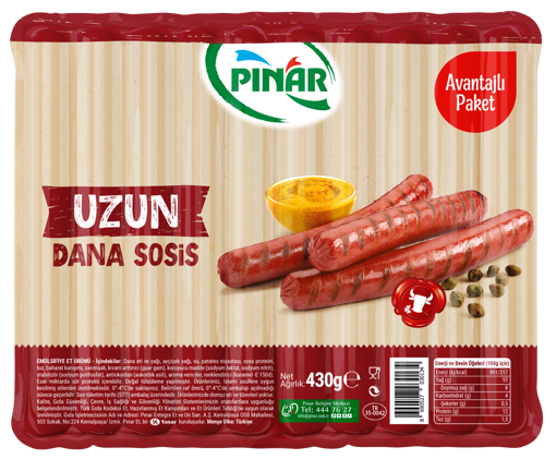 Pınar Dana Sosis 430 Gr nin resmi