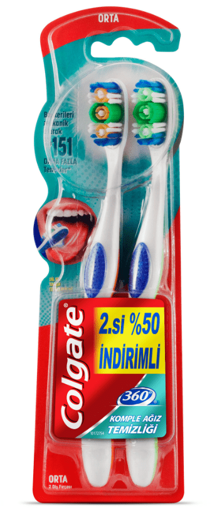 Colgate 360 Optik Beyaz Orta Sertlikte Diş Fırçası 1+1 nin resmi