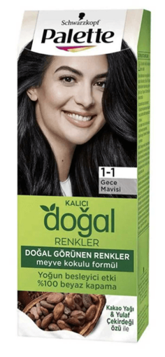Palette Kalıcı Doğal Renkler 1-1 Gece Mavisi Saç Boyası nin resmi