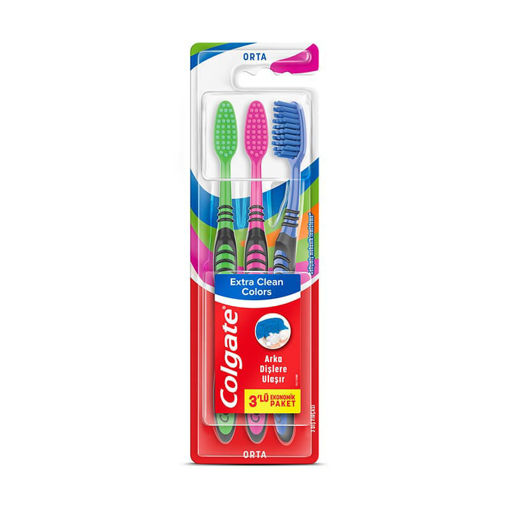 Colgate Extra Clean Colors Orta Diş Fırçası 2+1 nin resmi