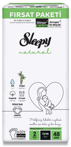 Sleepy Natural Fırsat Paketi 2 Beden Mini Bebek Bezi 48'li nin resmi