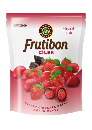 Kahve Dünyası Frutibon Çilekli Bitter Çikolata Kaplı Bütün Meyve 50 Gr nin resmi