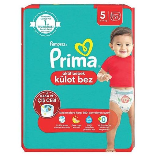 Prima Aktif  5 Beden 12-17 Kg 21 Adet Bebek Külot Bez nin resmi
