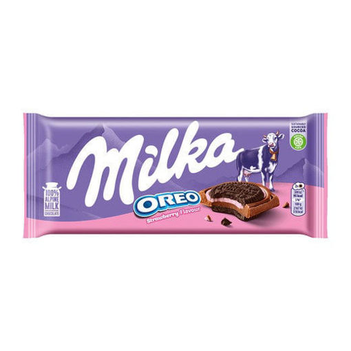 Milka Oreo Çilek Tablet Çikolata 92 Gr nin resmi