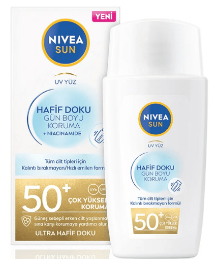 Nivea Sun Hafif Dokulu Güneş Koruyucu Yüz Kremi 50 Spf 40 Ml nin resmi