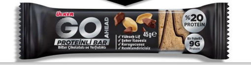Go Ahead Proteinli Bitter Çikolata Yer Fıstıklı Bar 45 Gr nin resmi