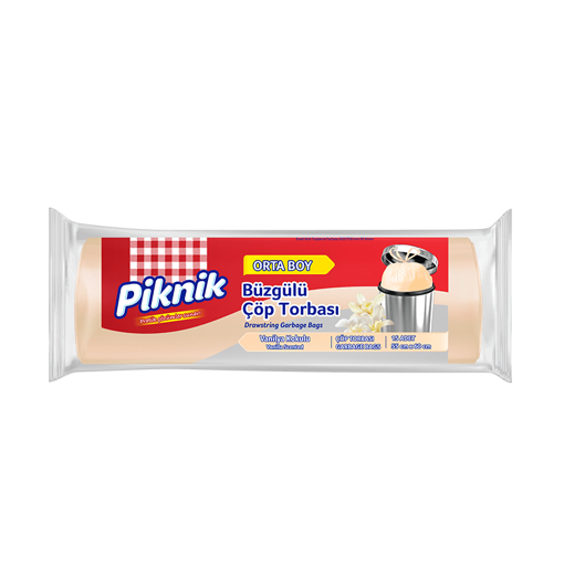 Piknik Vanilya Kokulu Büzgülü Orta Boy Çöp Torbası 15'li nin resmi