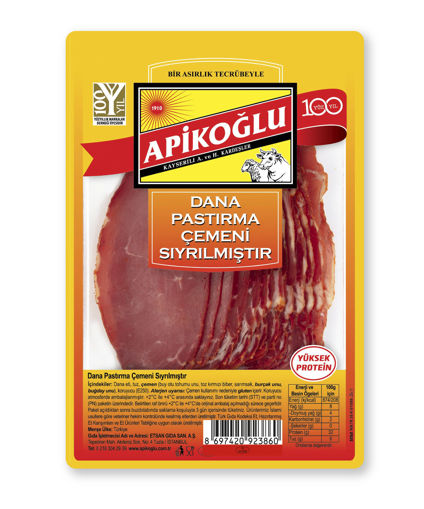 Apikoğlu Dana Çemeni Sıyrılmış Pastırma 90 GR nin resmi