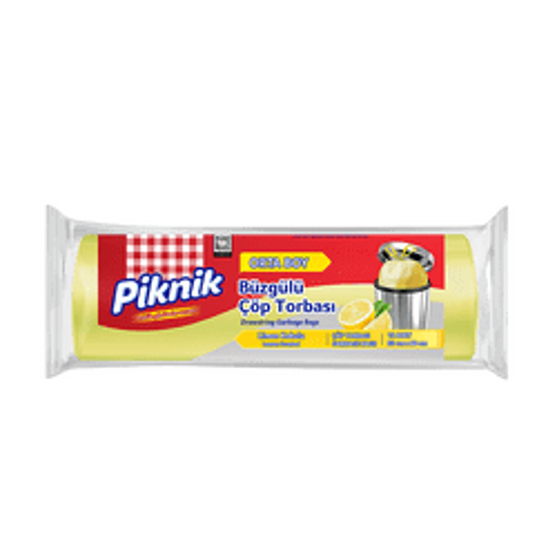 Piknik Limon Kokulu Büzgülü Orta Boy Çöp Torbası 15'li nin resmi