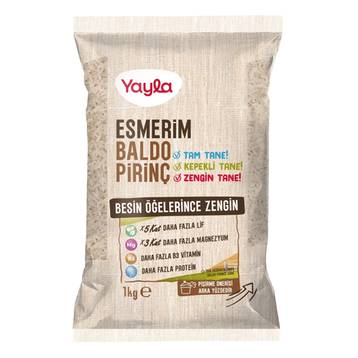 Yayla Bakliyat Esmerim Baldo Pirinç 1 Kg nin resmi