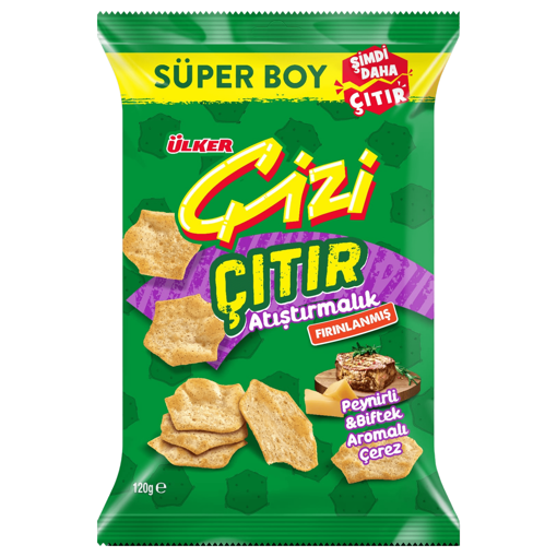 Çizi Çıtır Peynir&Biftek Süper Boy Kraker 120 Gr nin resmi