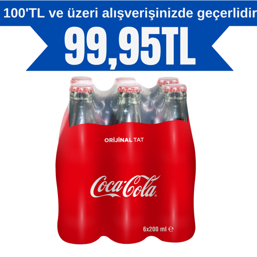 Coca Cola Cam Şişe 6*200 Ml nin resmi