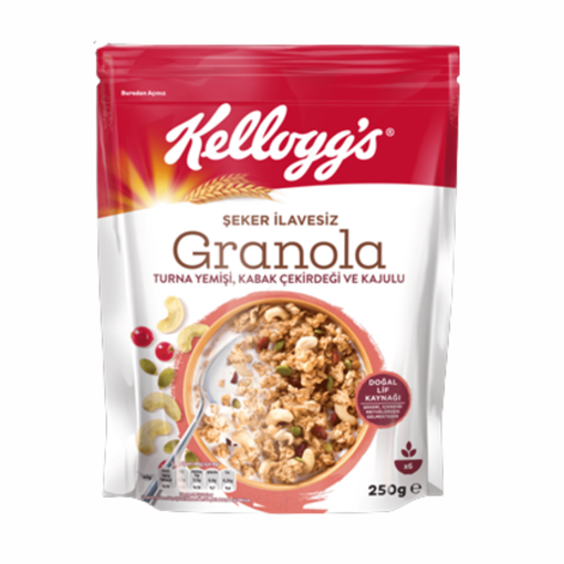 Kellogg's Turna Yenişi Kabak Çekirdeği ve Kajulu Şeker İlavesiz Granola 250 Gr nin resmi