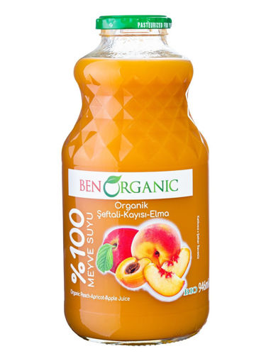 Benorganic Organic Şeftali & Kayısı & Elma Meyve Suyu 946ml nin resmi
