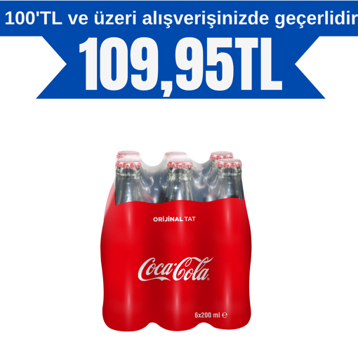 Coca Cola Cam Şişe 6*200 Ml nin resmi